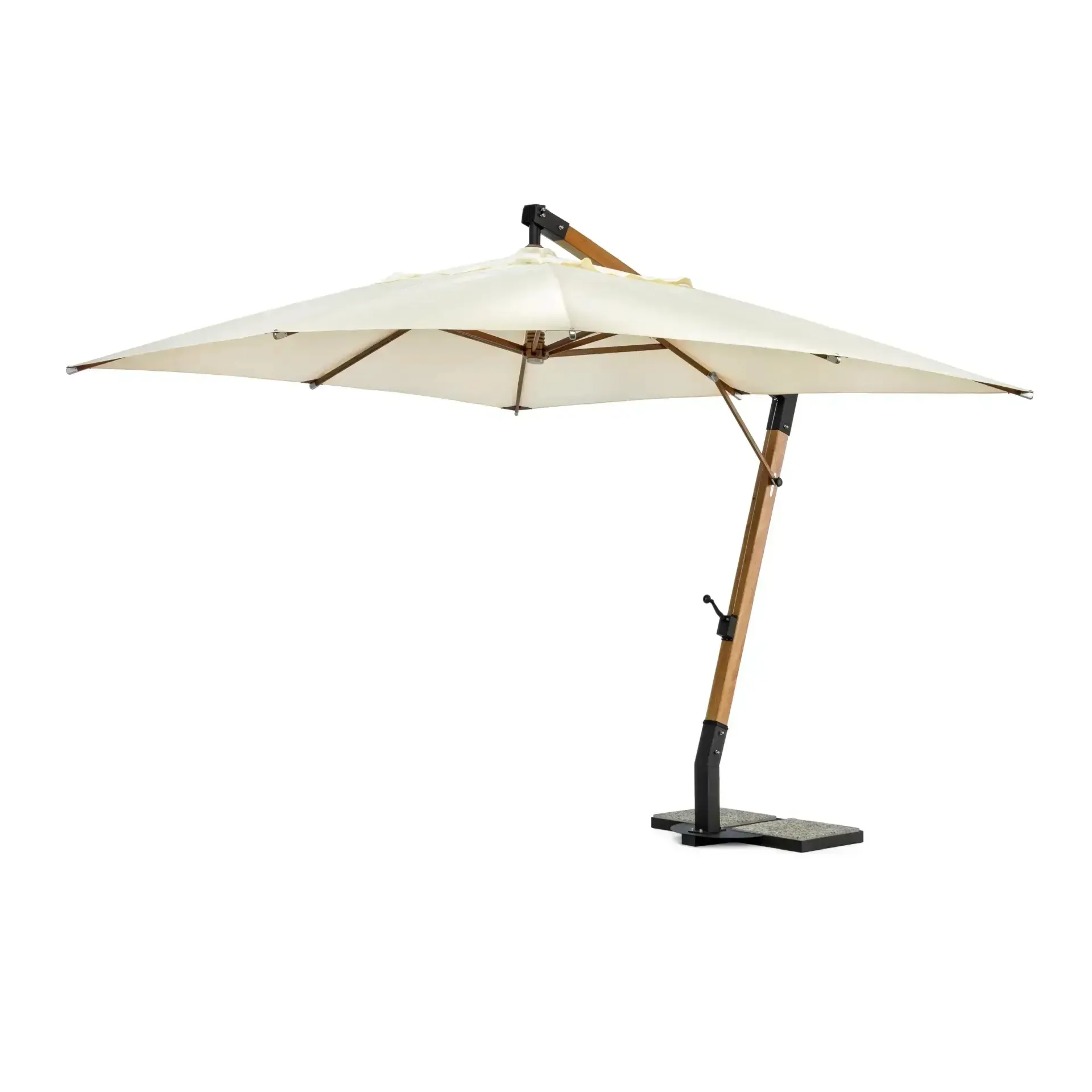 Duży prostokątny drewniany parasol ogrodowy CAPUA 400x300 Bizzotto kremowy aluminium