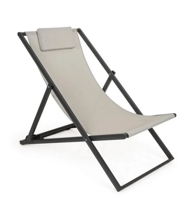 Leżak ogrodowy Taylor  bone - antracytowo - szary  textiline
