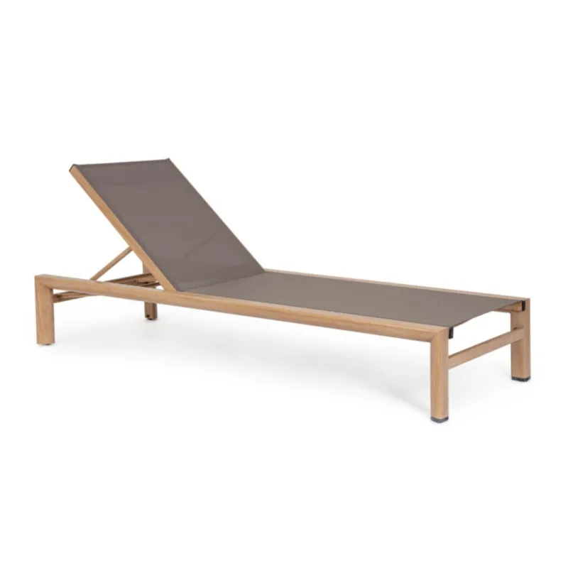 Leżak ogrodowy Skipper do opalania drewnopodobny  Tkanina textiline oraz olefinowa