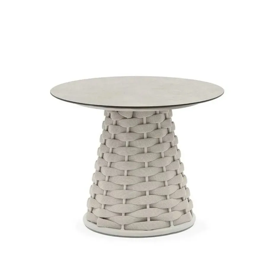 Stolik kawowy ogrodowy HUG okrągły Ø90 Couture Jardin szarobeżowy aluminium