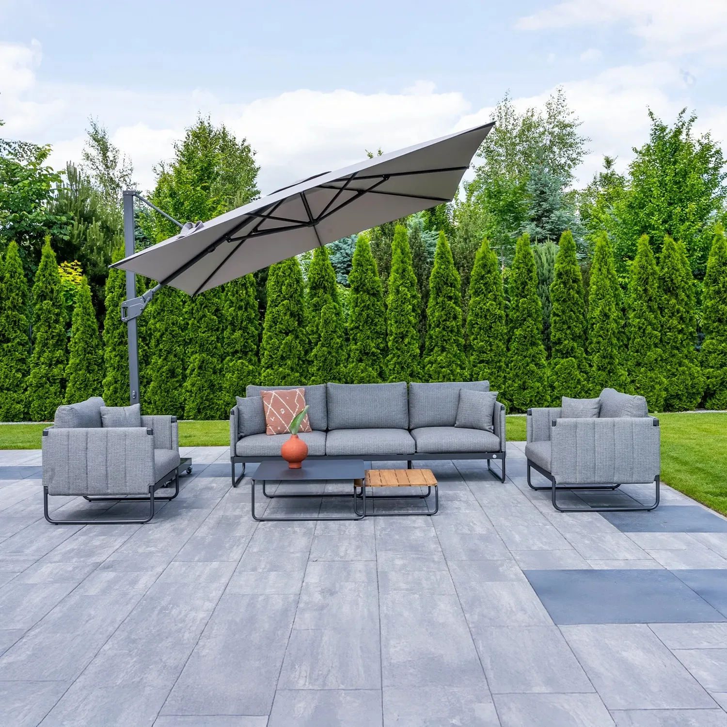 Zestaw mebli ogrodowych, tarasowych SODA I  ZUMM antracytowy aluminium