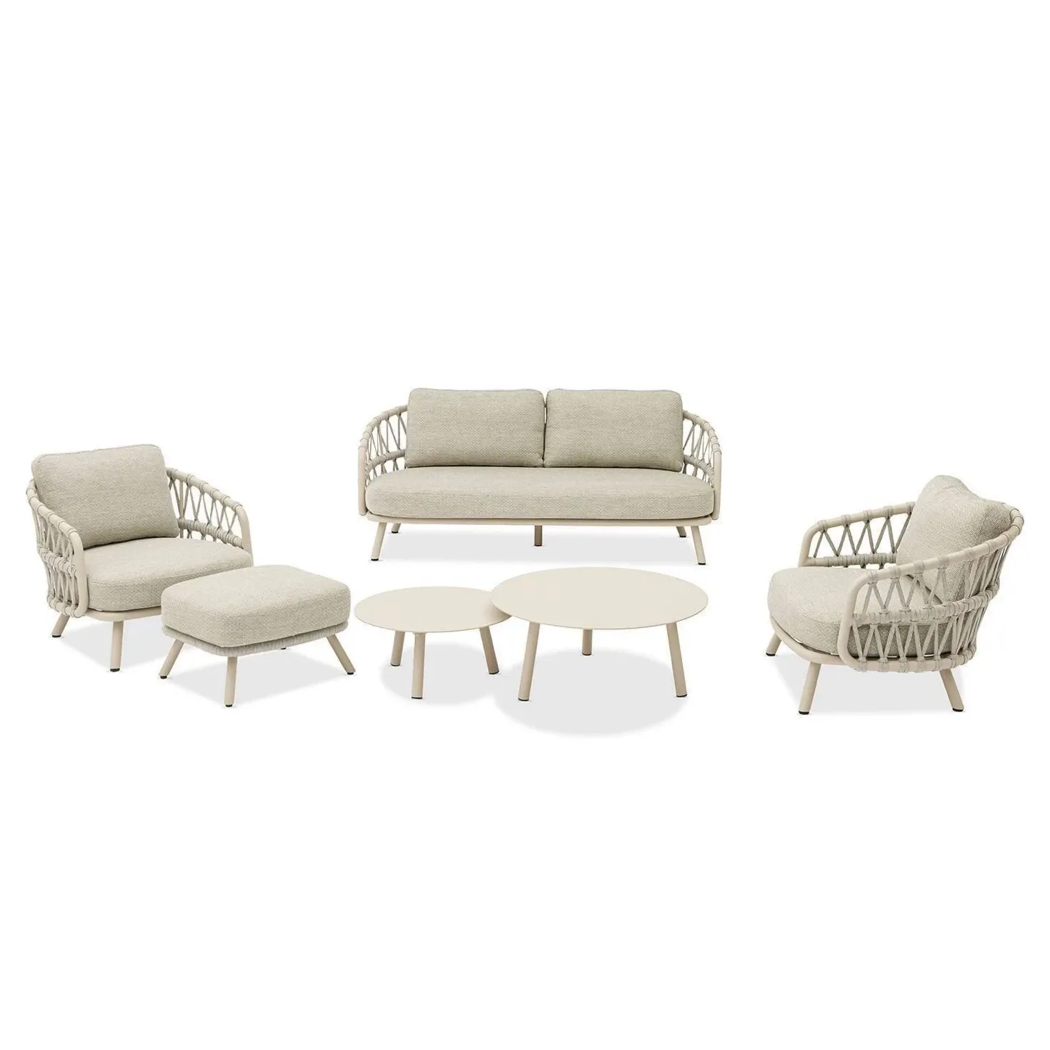 Zestaw mebli ogrodowych kawowe HARBOUR   ZUMM jasny beż aluminium