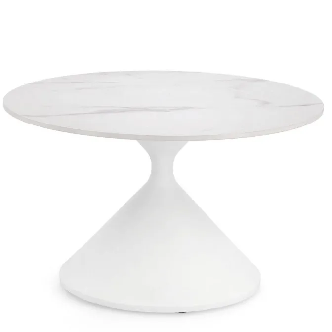 Stolik kawowy Jakobetta z efektem marmuru okrągły Ø70 biały
