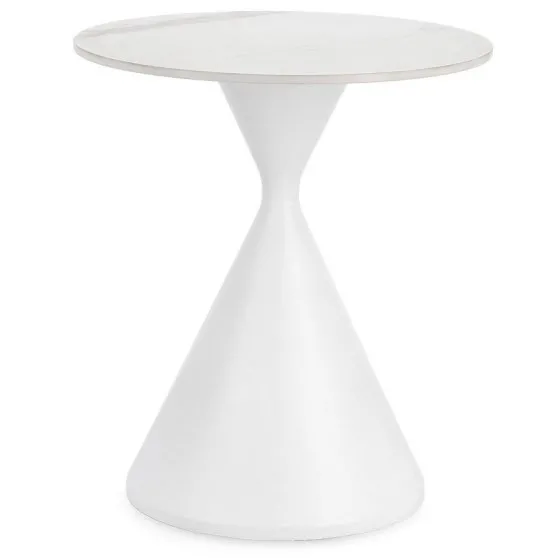 Stolik kawowy Jakobetta z efektem marmuru biały okrągły Ø50