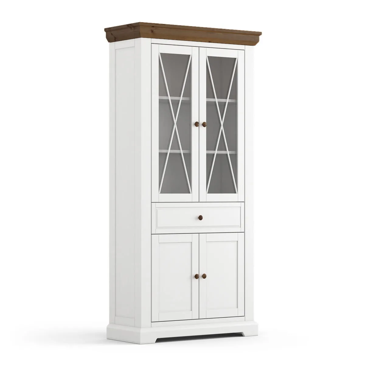 Witryna 2D drewniana biała/tabacco Marone Elite