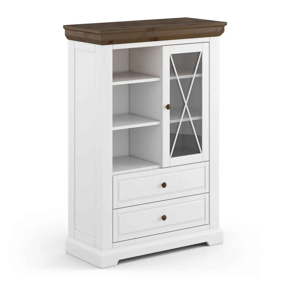 Witryna 1.3 drewniana biała/tabacco Marone Elite