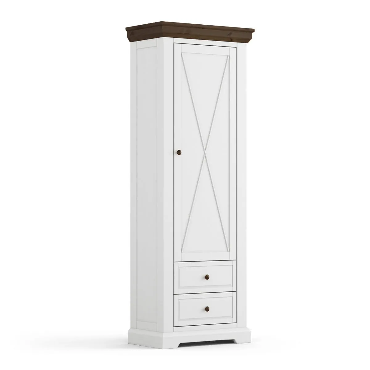 Szafa drewniana wąska biała/tabacco Marone Elite