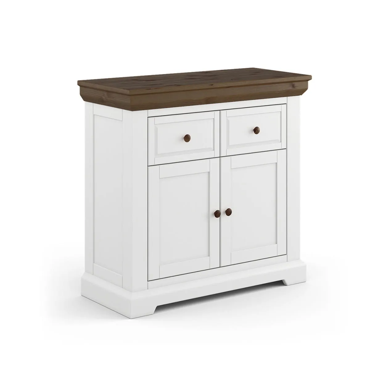 Komoda 2.2 drewniana mała biała/tabacco Marone Elite