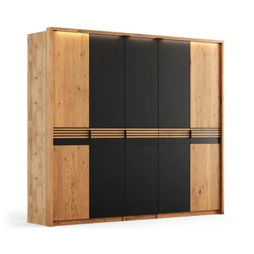 Szafa 5D dębowa potrójne drzwi szklane Ravello