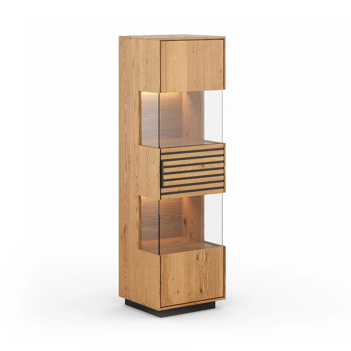 Witryna dębowa stojąca 1D lamele Tirano