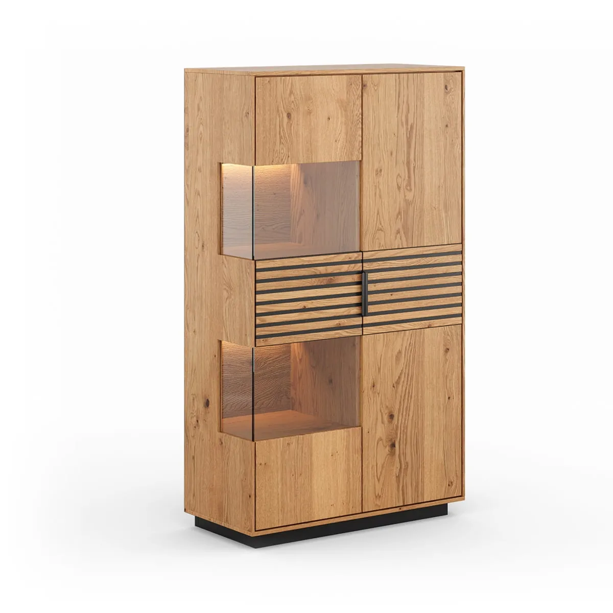 Witryna dębowa stojąca 2D lamele Tirano