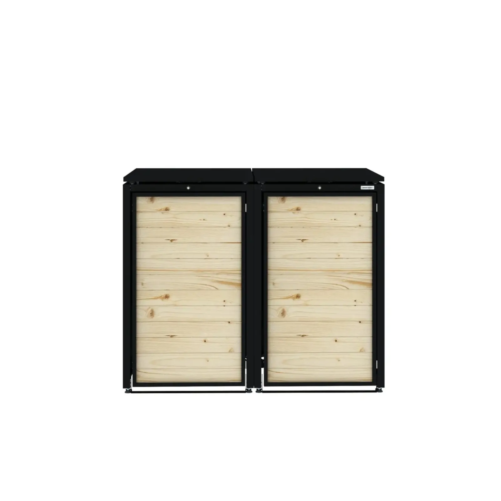 Obudowa na 2 kosze na śmieci - RecyBox 02 WOOD - Czarny - 120 l