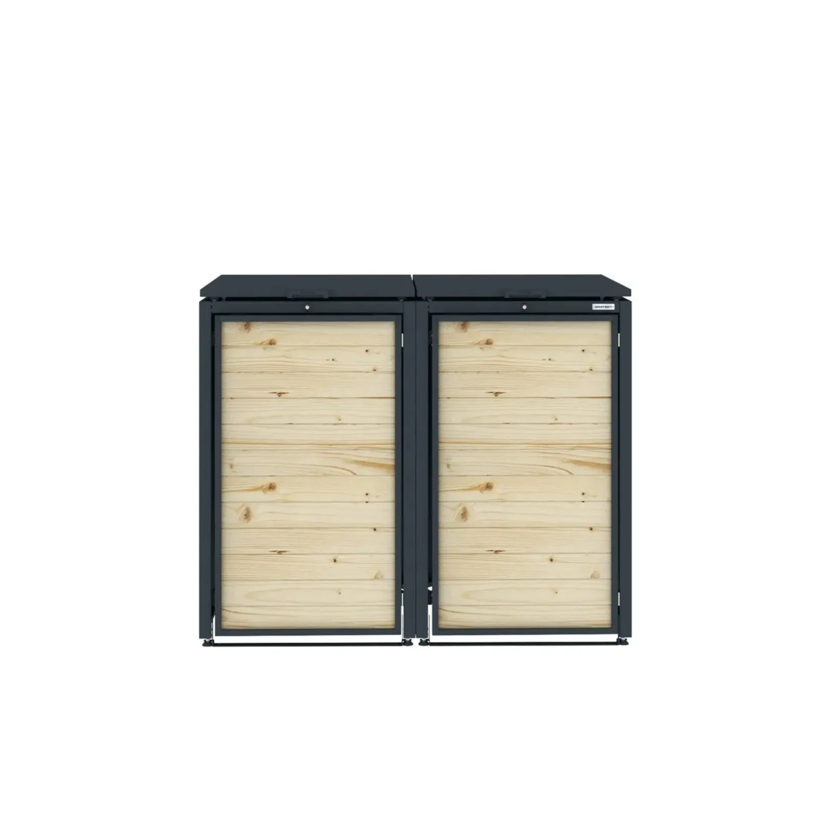 Obudowa na 2 kosze na śmieci - RecyBox 02 WOOD - Antracytowy - 120 l