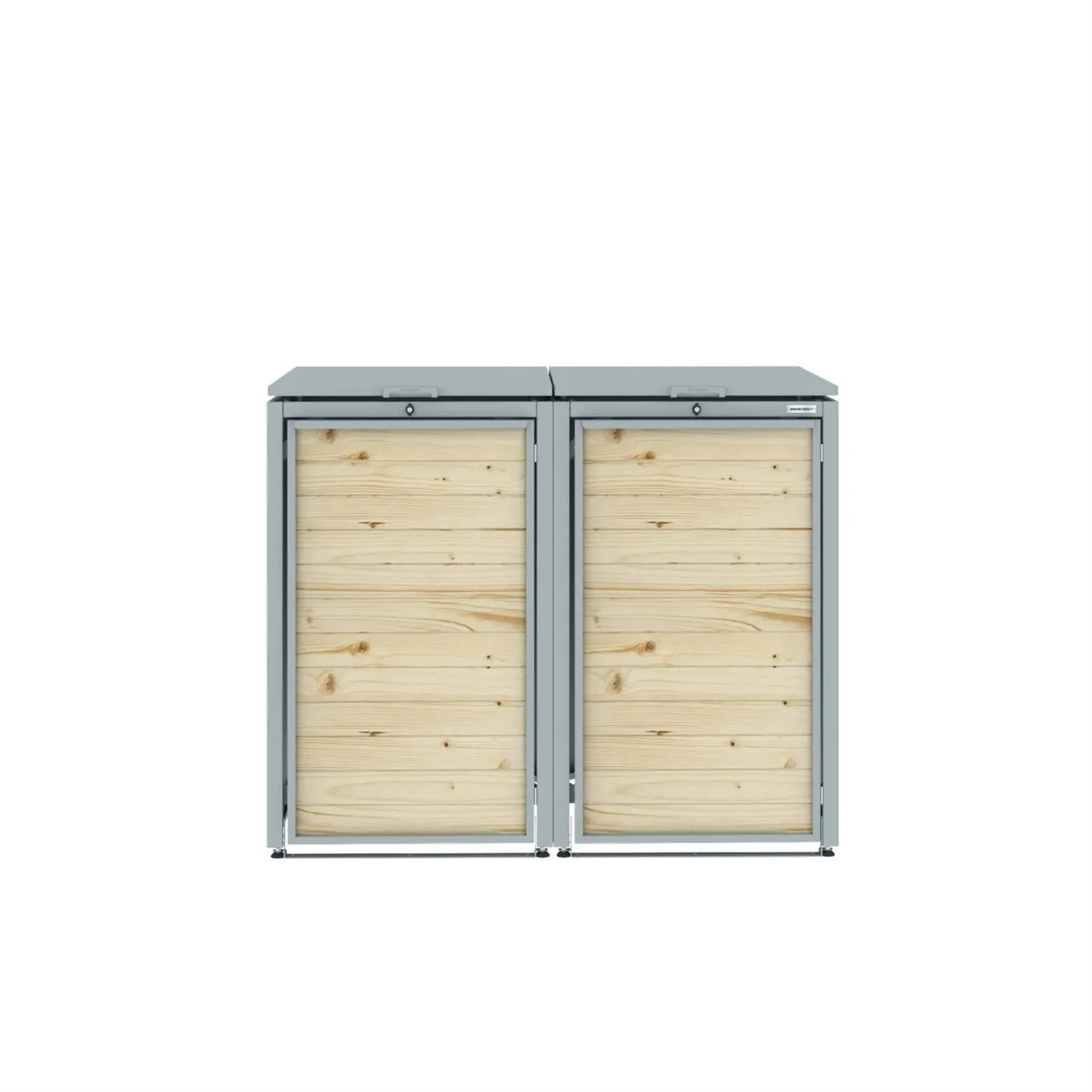 Obudowa na 2 kosze na śmieci - RecyBox 02 WOOD - Szary - 120 l