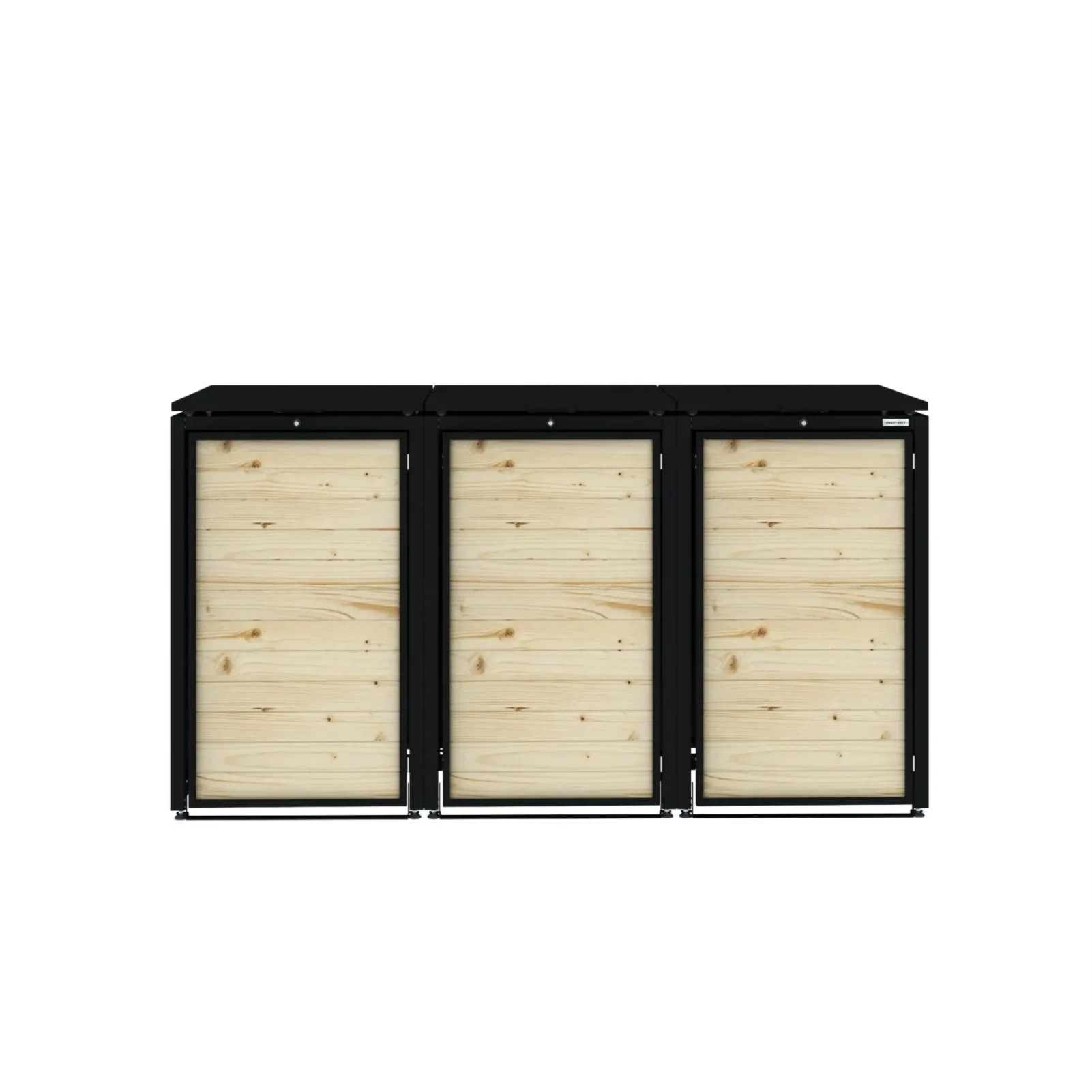 Obudowa na 3 kosze na śmieci - RecyBox 03 WOOD - Czarny - 120 l