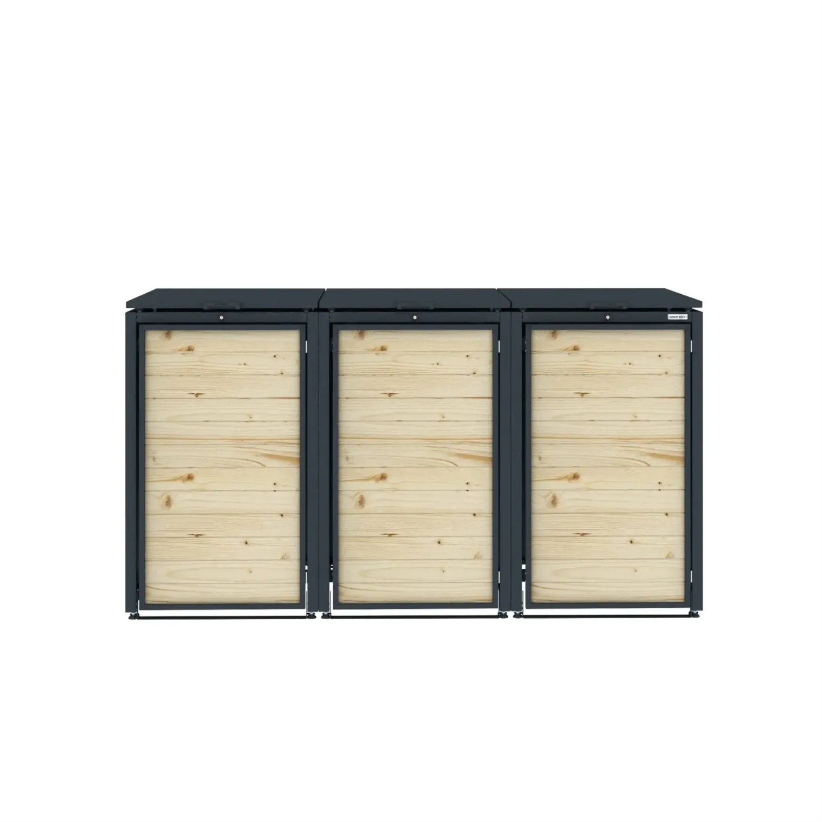 Obudowa na 3 kosze na śmieci - RecyBox 03 WOOD - Antracytowy - 120 l