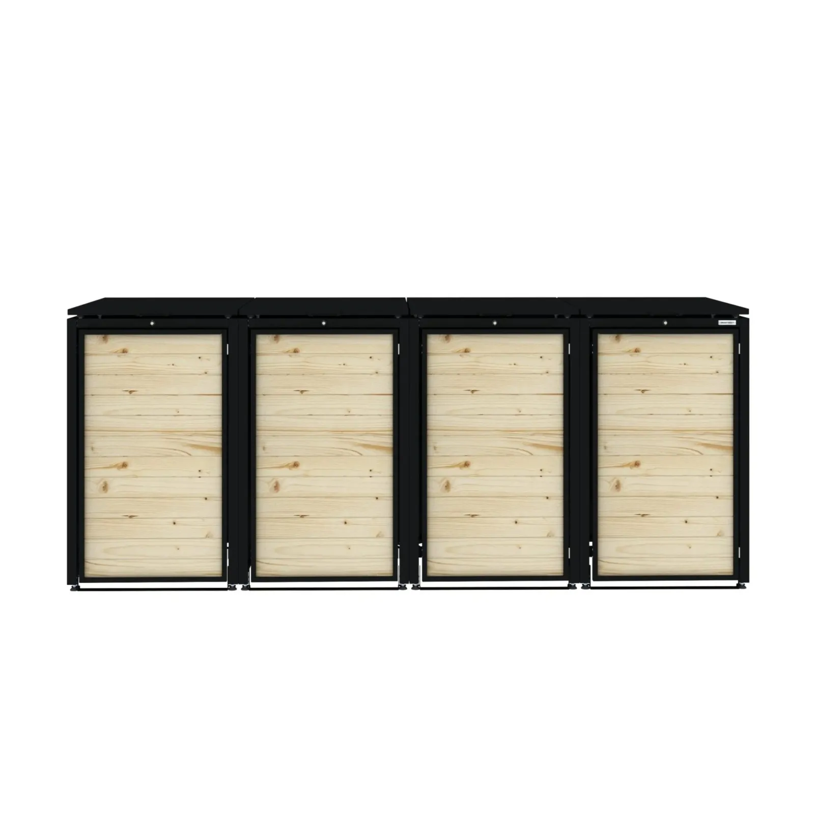 Obudowa na 4 kosze na śmieci - RecyBox 04 WOOD - Czarny - 240 l