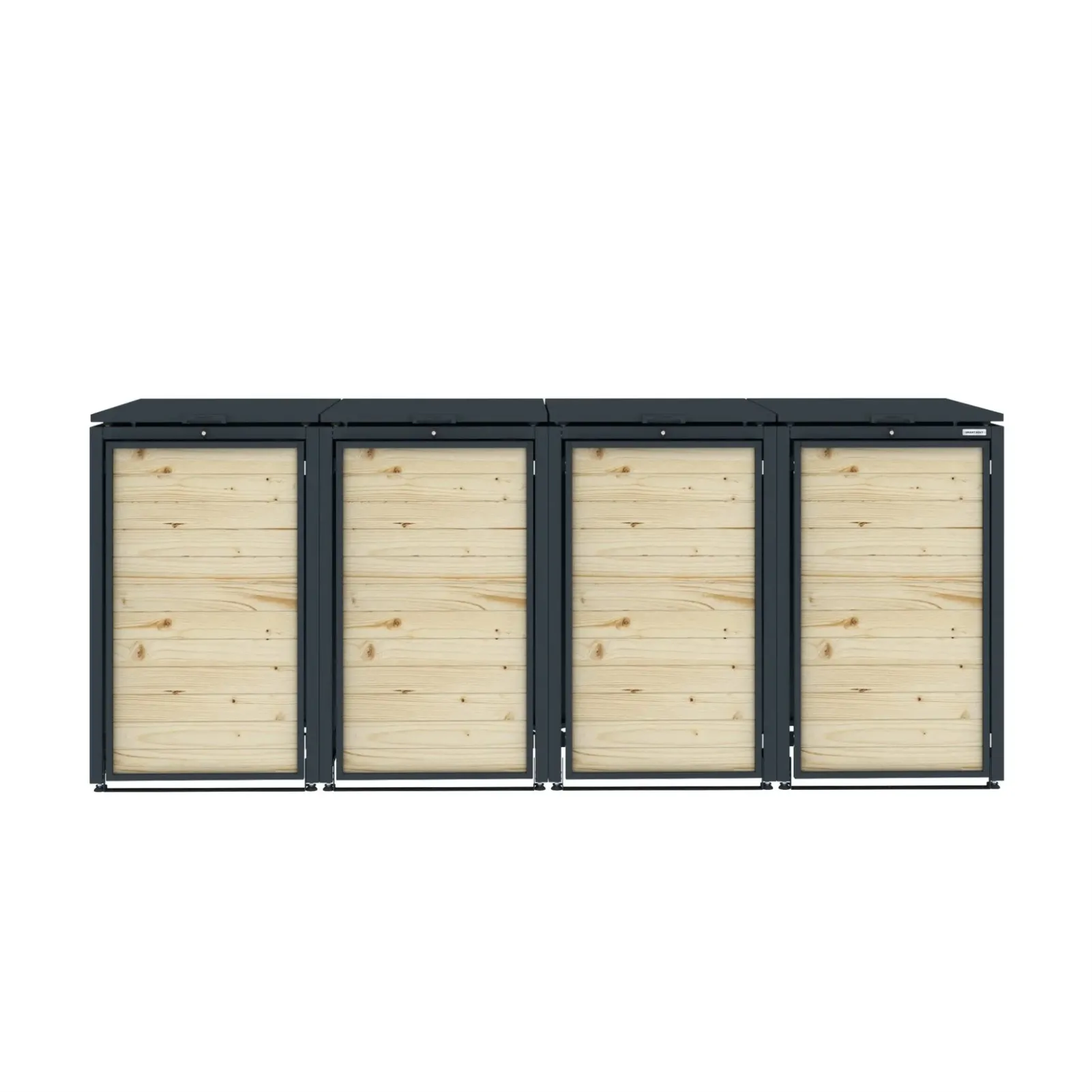 Obudowa na 4 kosze na śmieci - RecyBox 04 WOOD - Antracytowy - 240 l