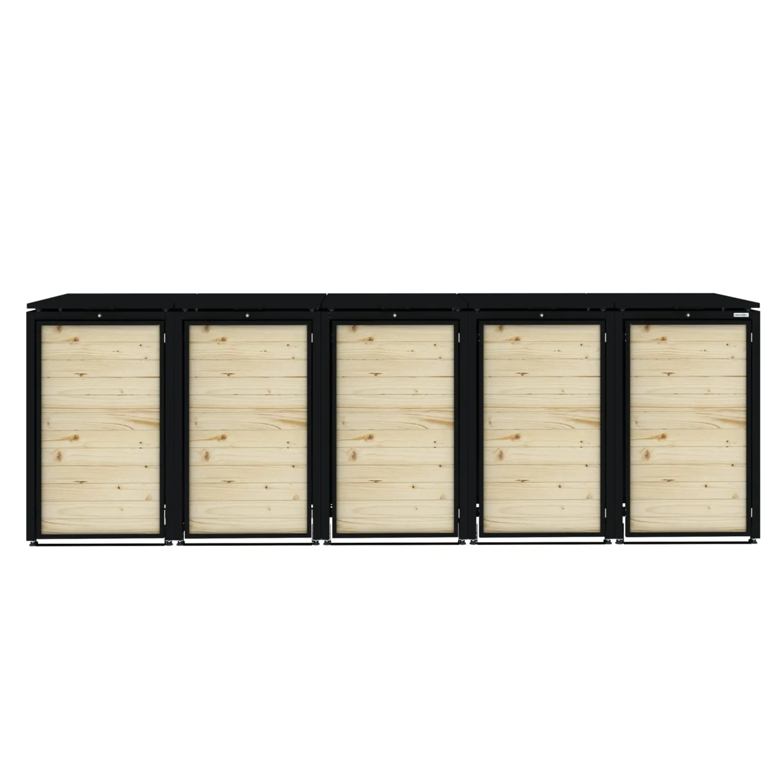 Obudowa na 5 kosze na śmieci - RecyBox 05 WOOD - Czarny - 240 l