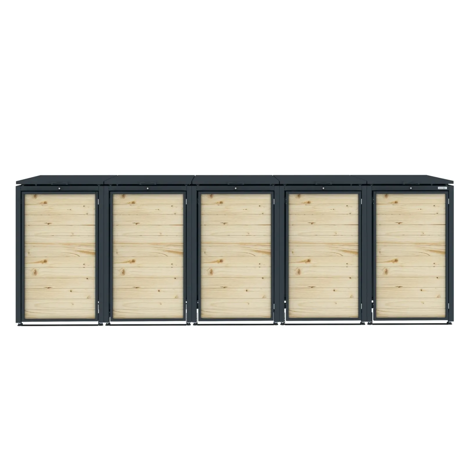 Obudowa na 5 kosze na śmieci - RecyBox 05 WOOD - Antracytowy - 240 l