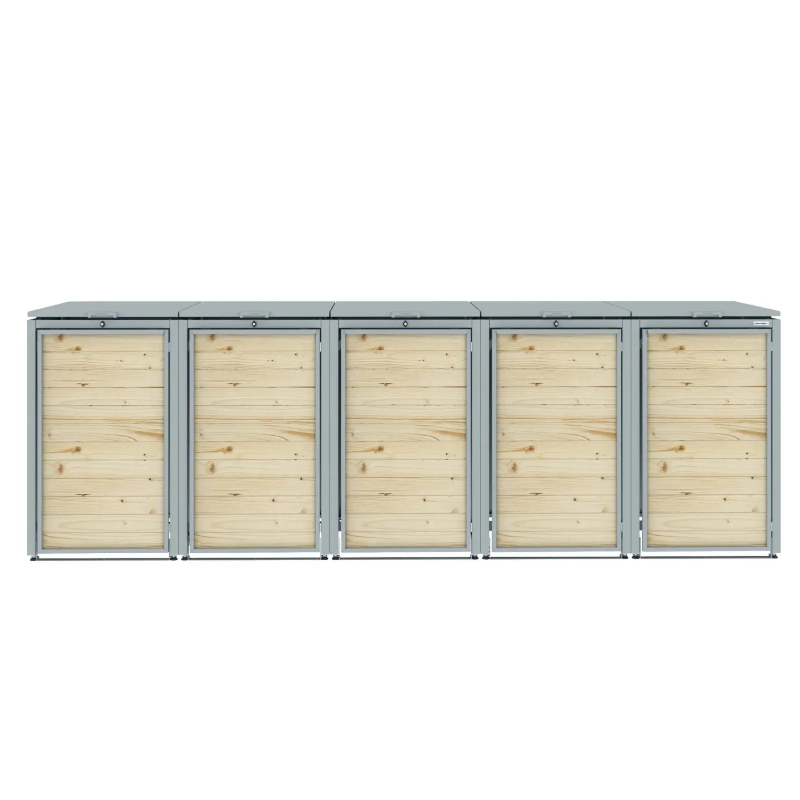 Obudowa na 5 kosze na śmieci - RecyBox 05 WOOD - Szary - 120 l