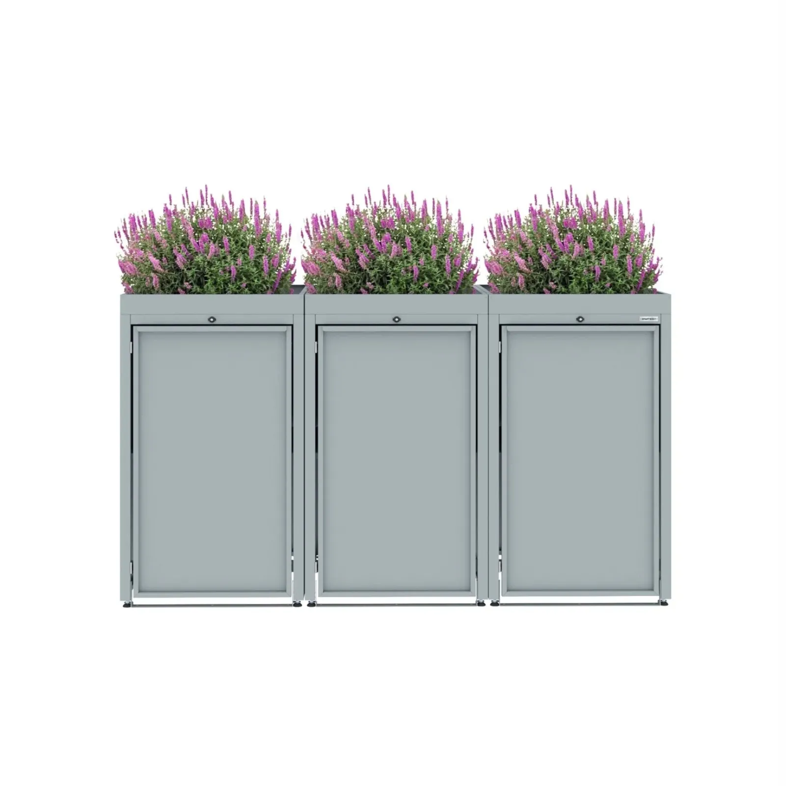 Obudowa na 3 kosze na śmieci - FLORES 03 - Szary - 240 l