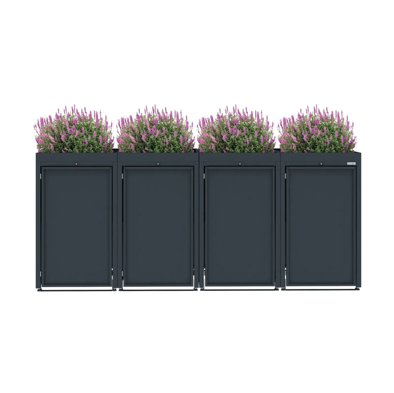 Obudowa na 4 kosze na śmieci - FLORES 04 - Antracytowy - 120 l