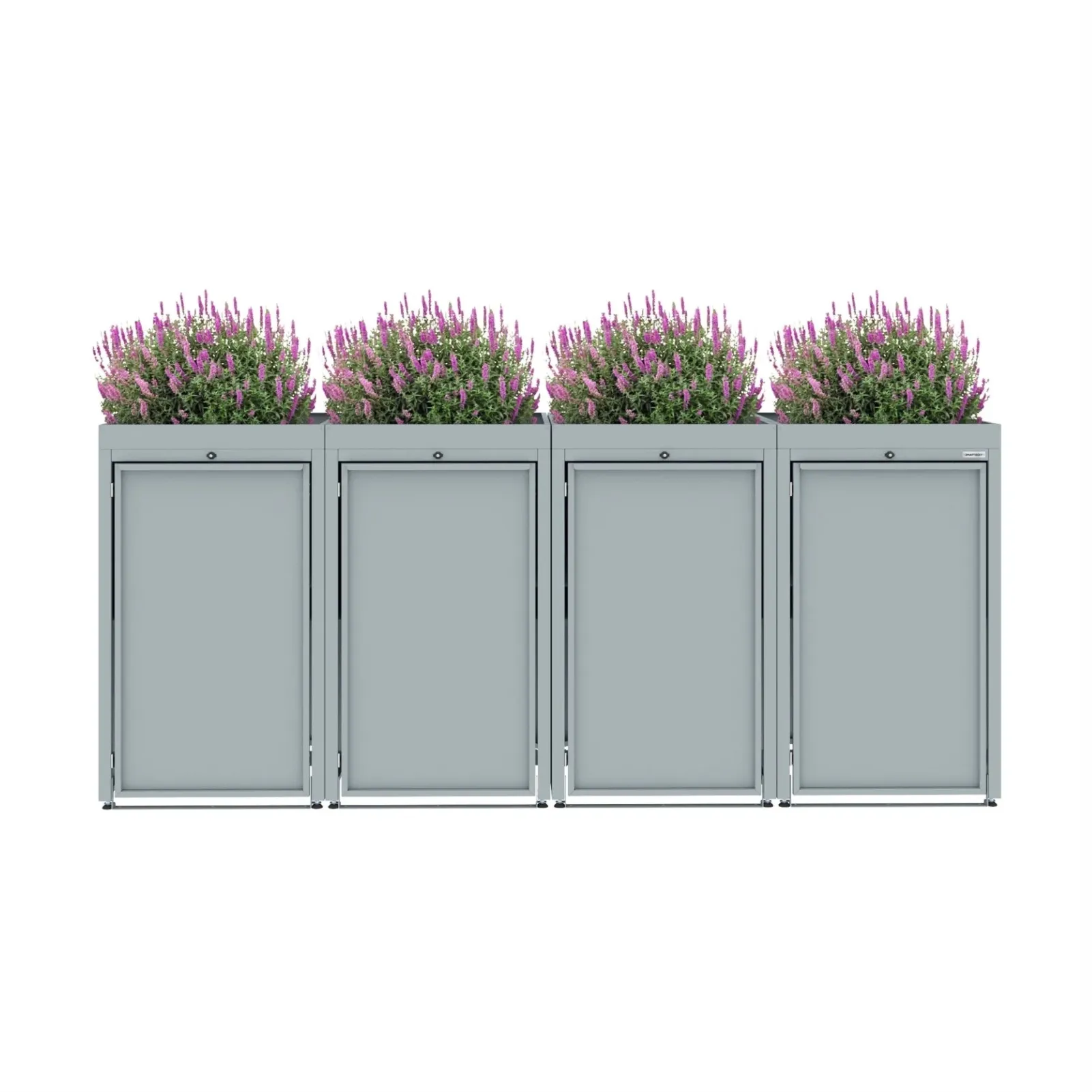 Obudowa na 4 kosze na śmieci - FLORES 04 - Szary - 120 l