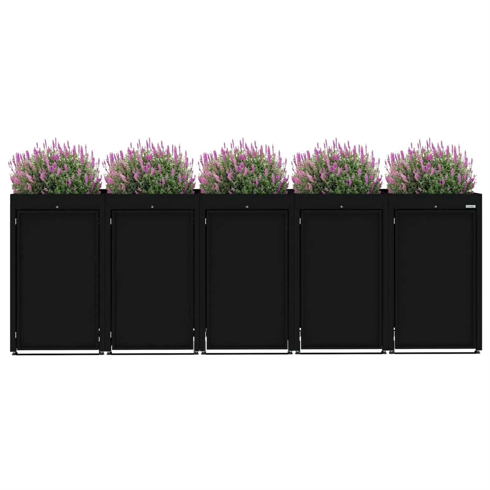 Obudowa na 5 koszy na śmieci - FLORES 05 - Czarny - 240 l