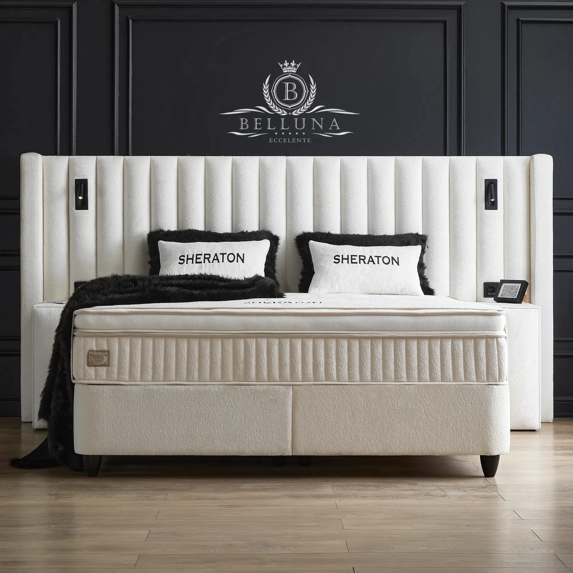 Łóżko kontynentalne Sheraton White z materacem - 180