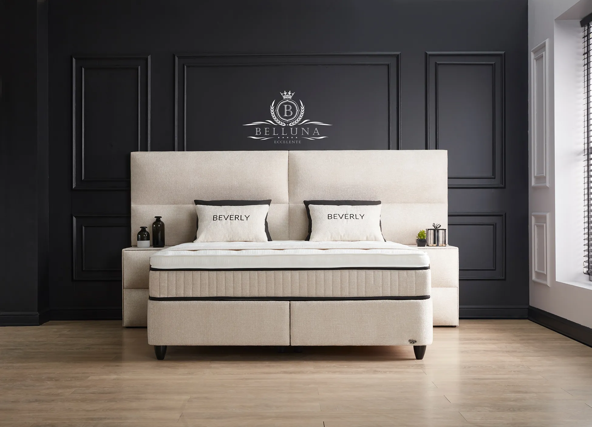 Łóżko kontynentalne Beverly Belluna tureckie z materacem - 160