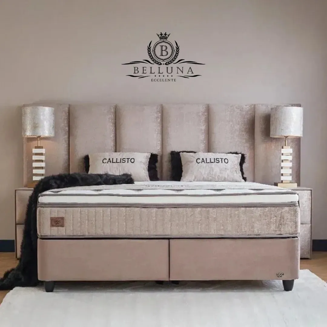Łóżko kontynentalne Callisto Belluna tureckie beżowe z materacem
