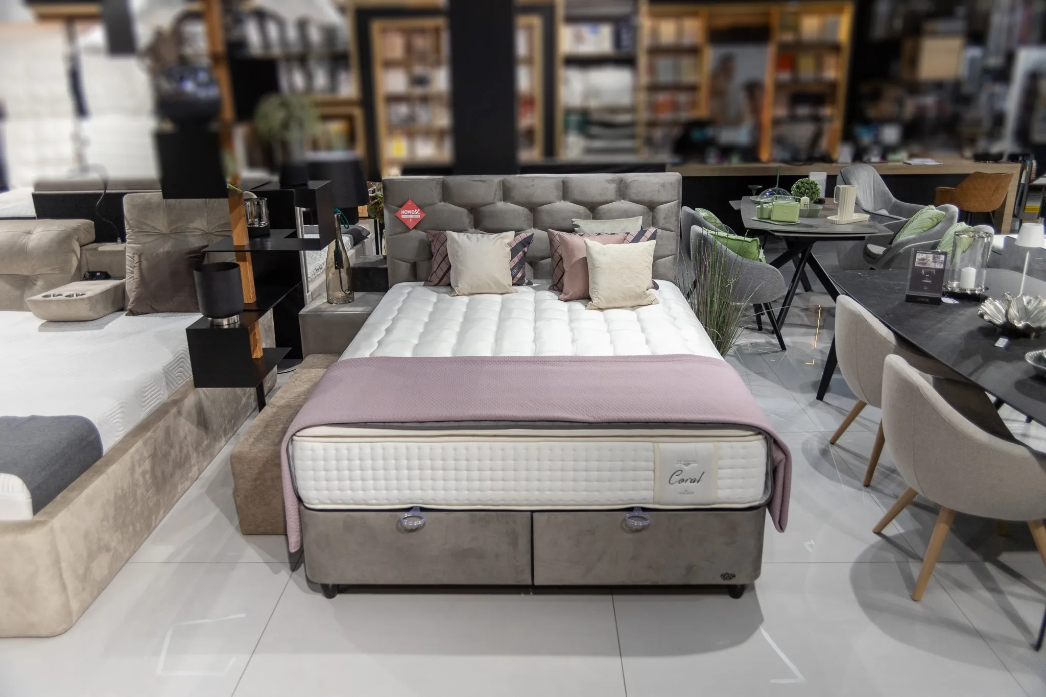 Łóżko kontynentalne Palermo Grey Belluna tureckie szare bez materaca - wyprzedaż ekspozycji Homms