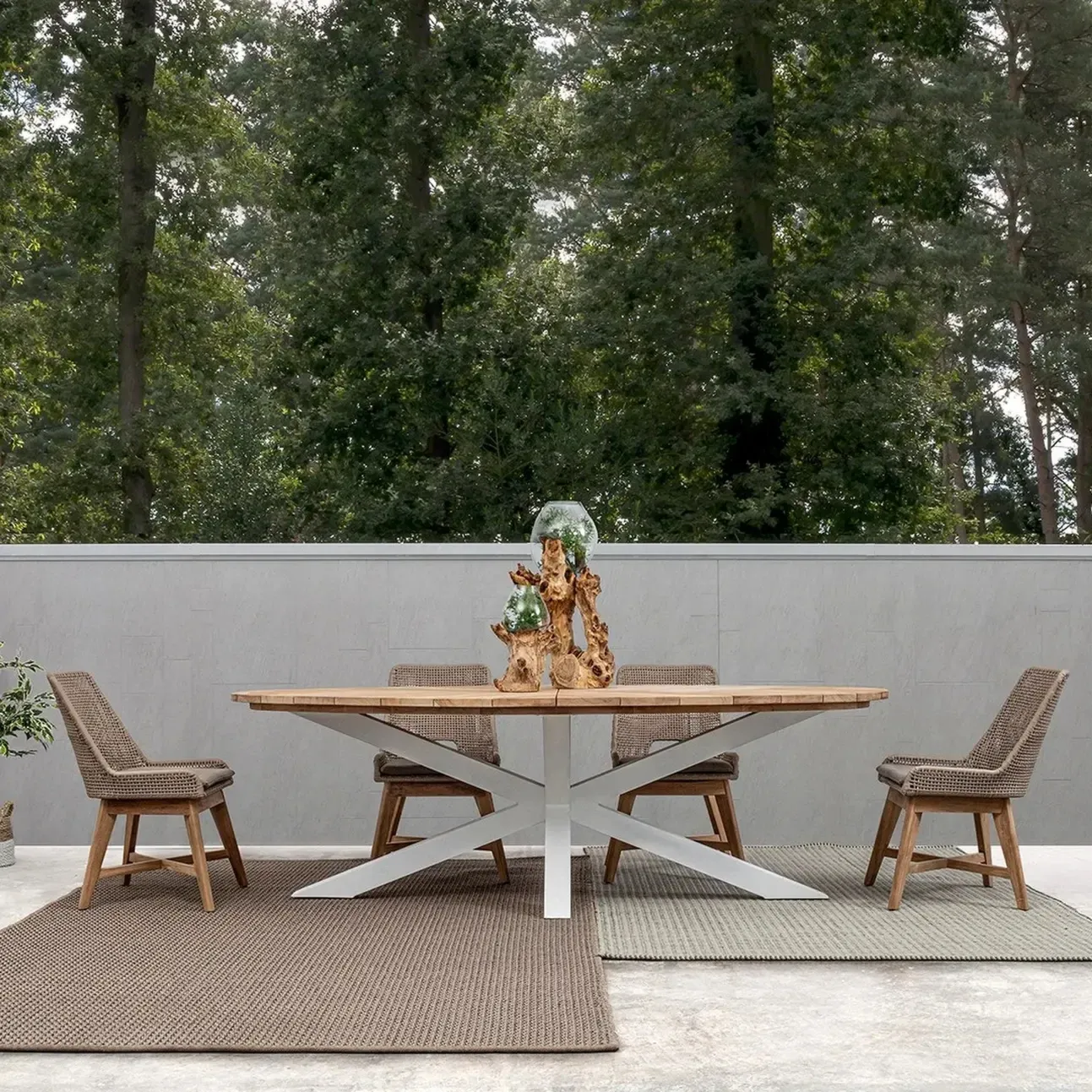 Bolzano Palmiano Duży stół 240x110 biały aluminium - teak