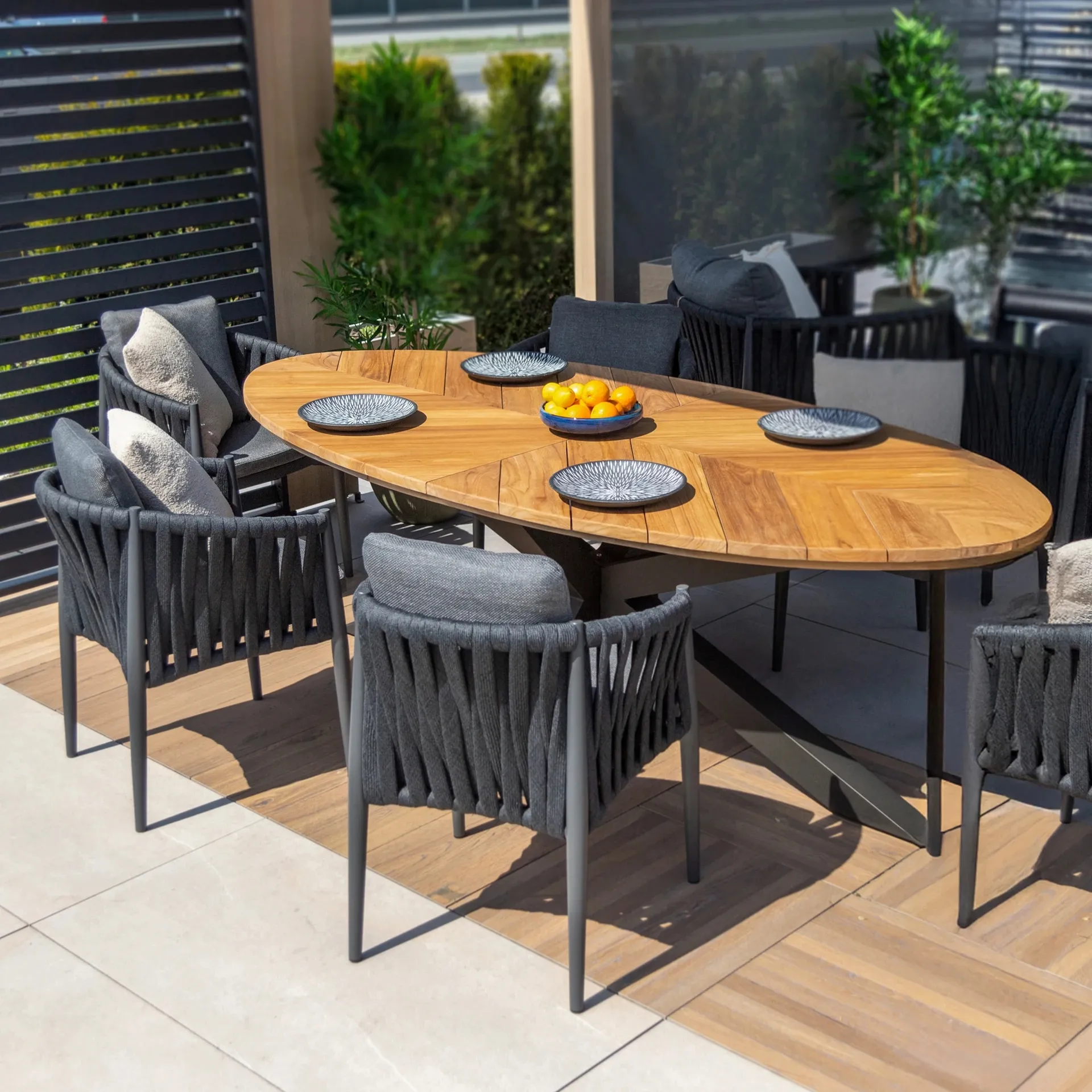 Bolzano Palmiano Stół 240x110 czarny aluminium - teak