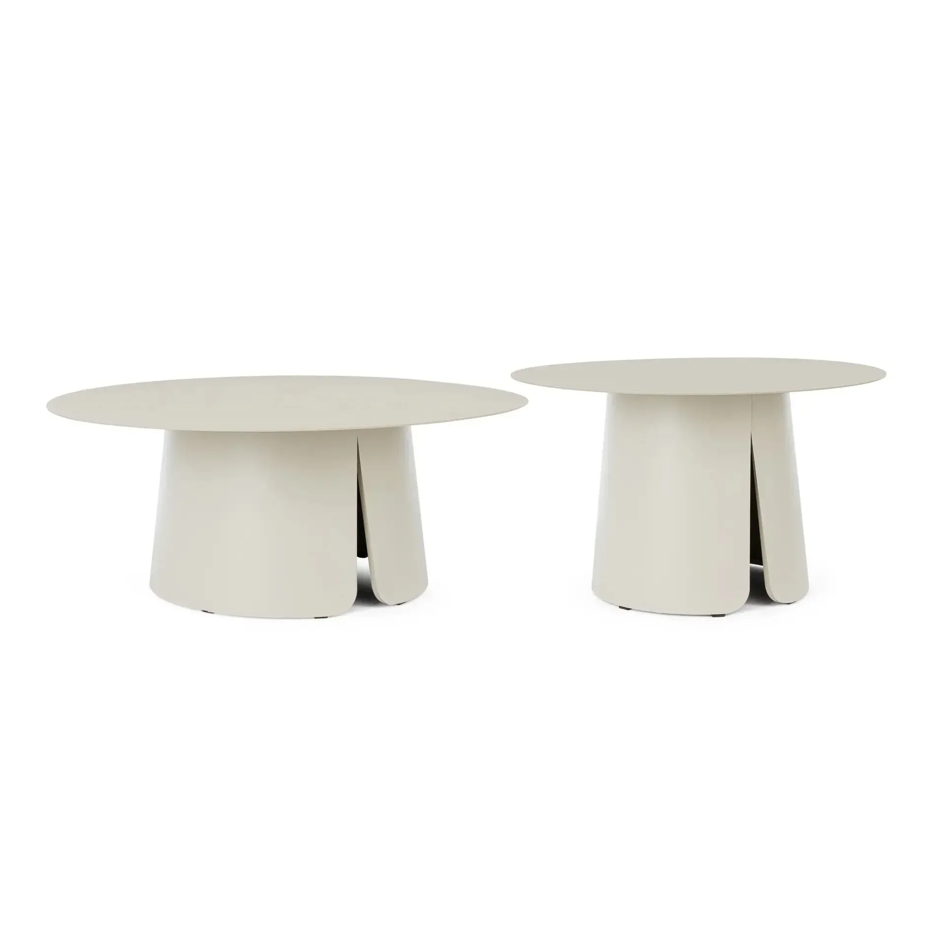 Bolzano Biana Zestaw stolików Ø70 + Ø90 beżowy aluminium