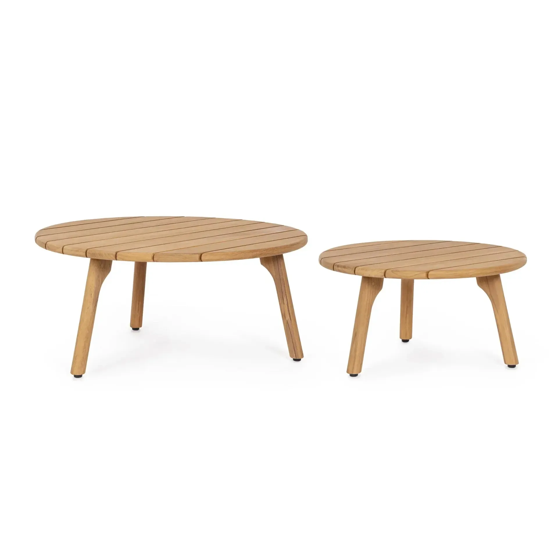 Bolzano Gracia Zestaw stolików Ø60 + Ø80a brązowy drewno teak