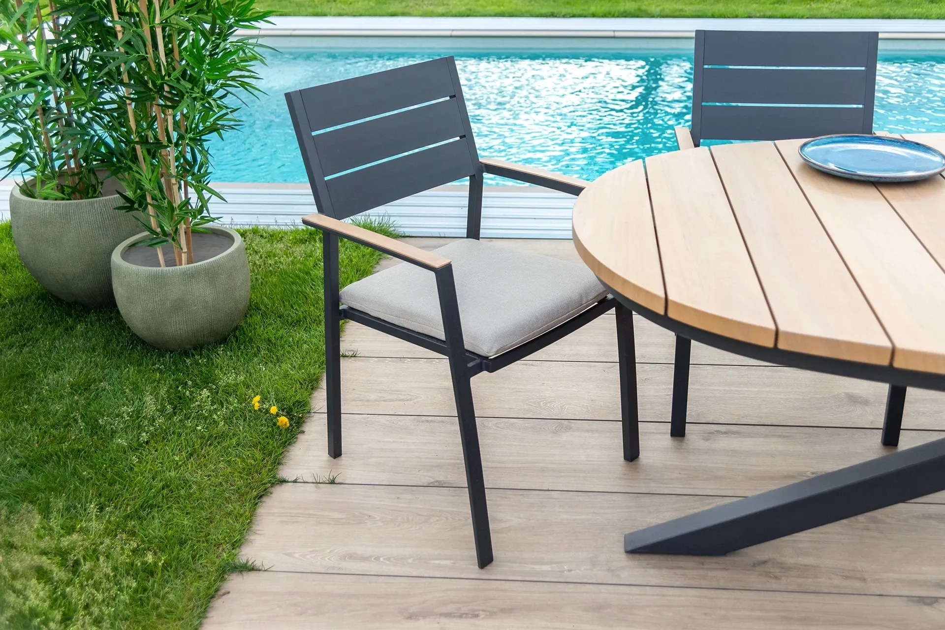 Bolzano Zefiro Krzesło ogrodowe 58,5x55,5 antracytowe aluminium