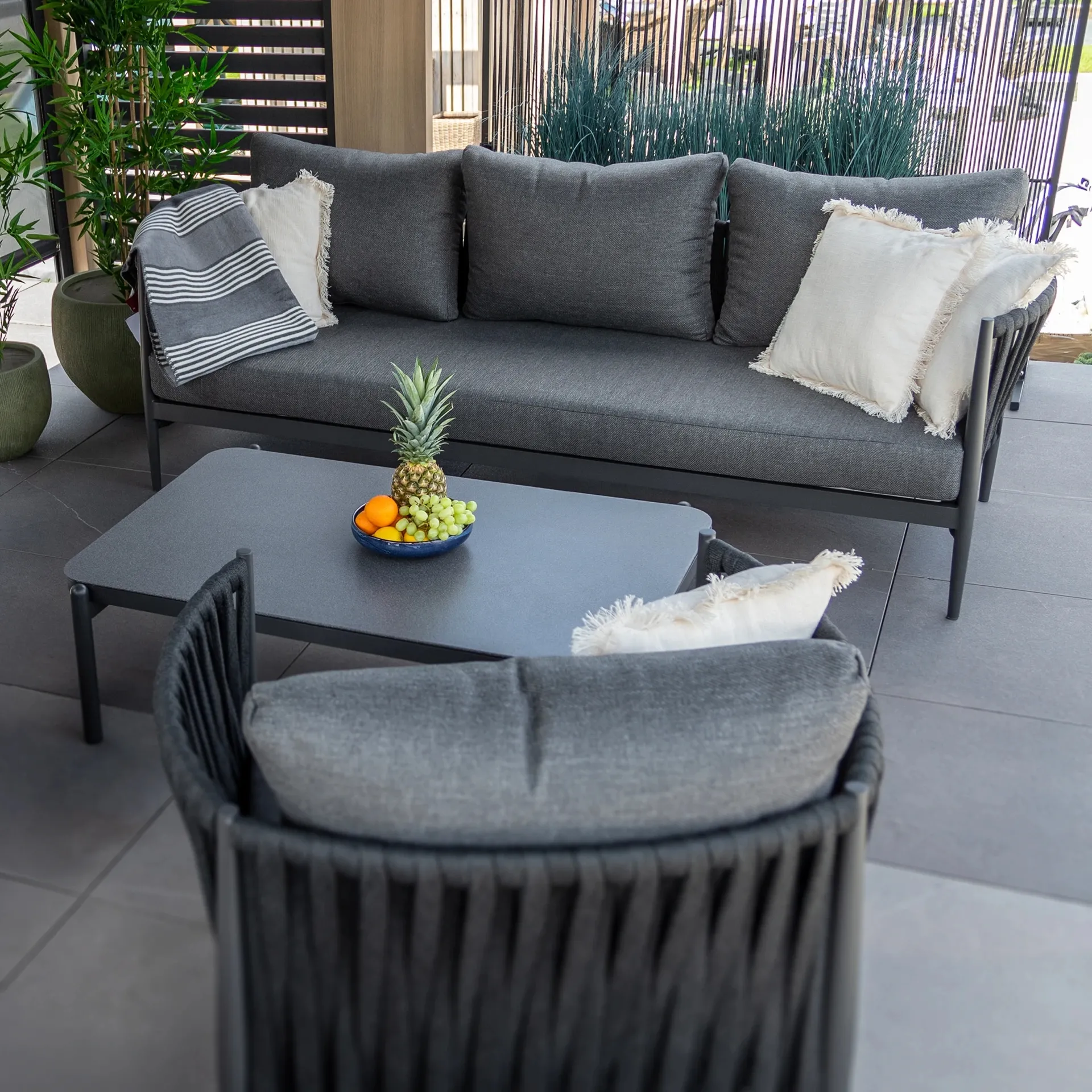 Bolzano Juno Sofa ogrodowa 3 osobowa 231x83 antracytowa aluminium