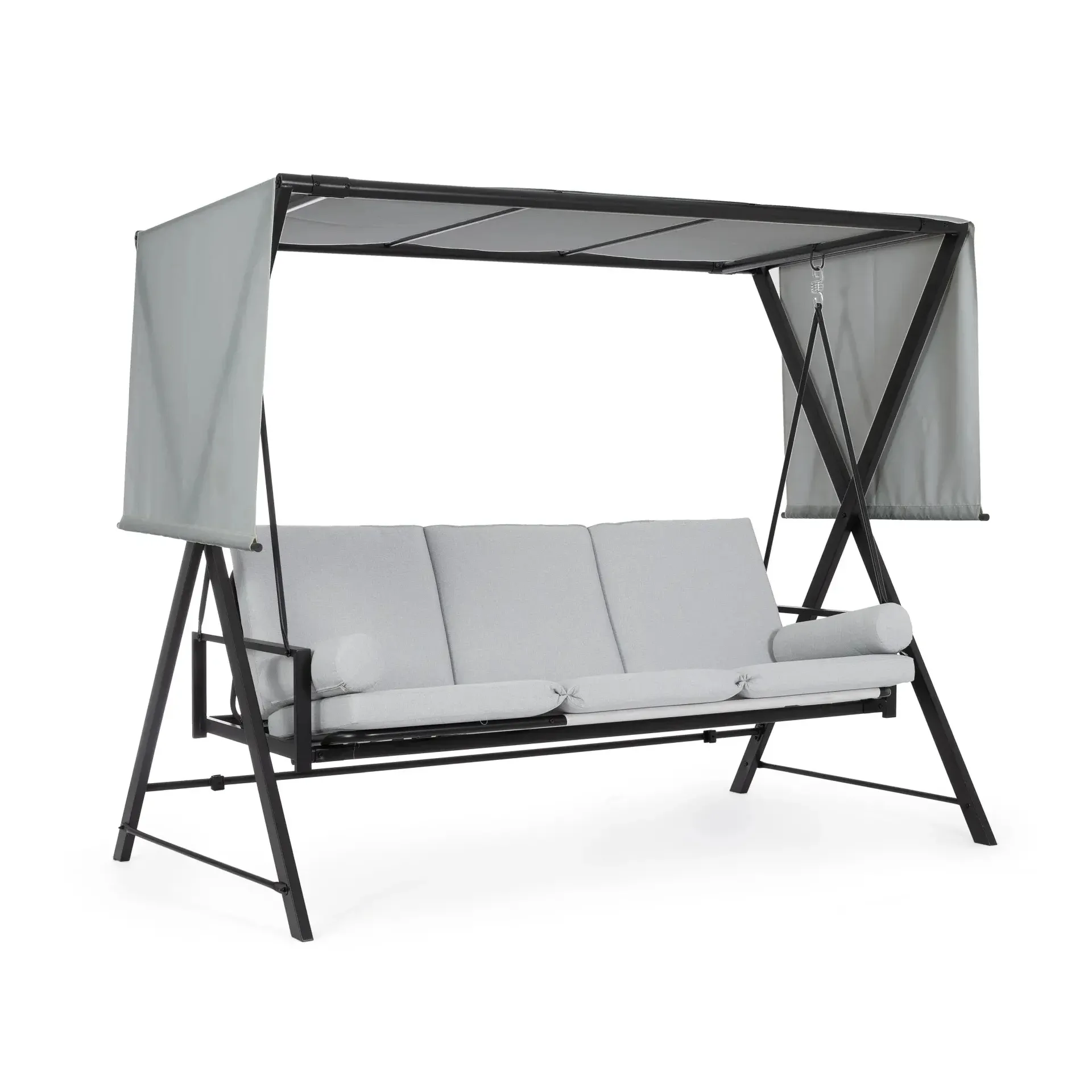 Bolzano Perla Huśtawka ogrodowa 3 osobowa 223x128 antracytowa stal