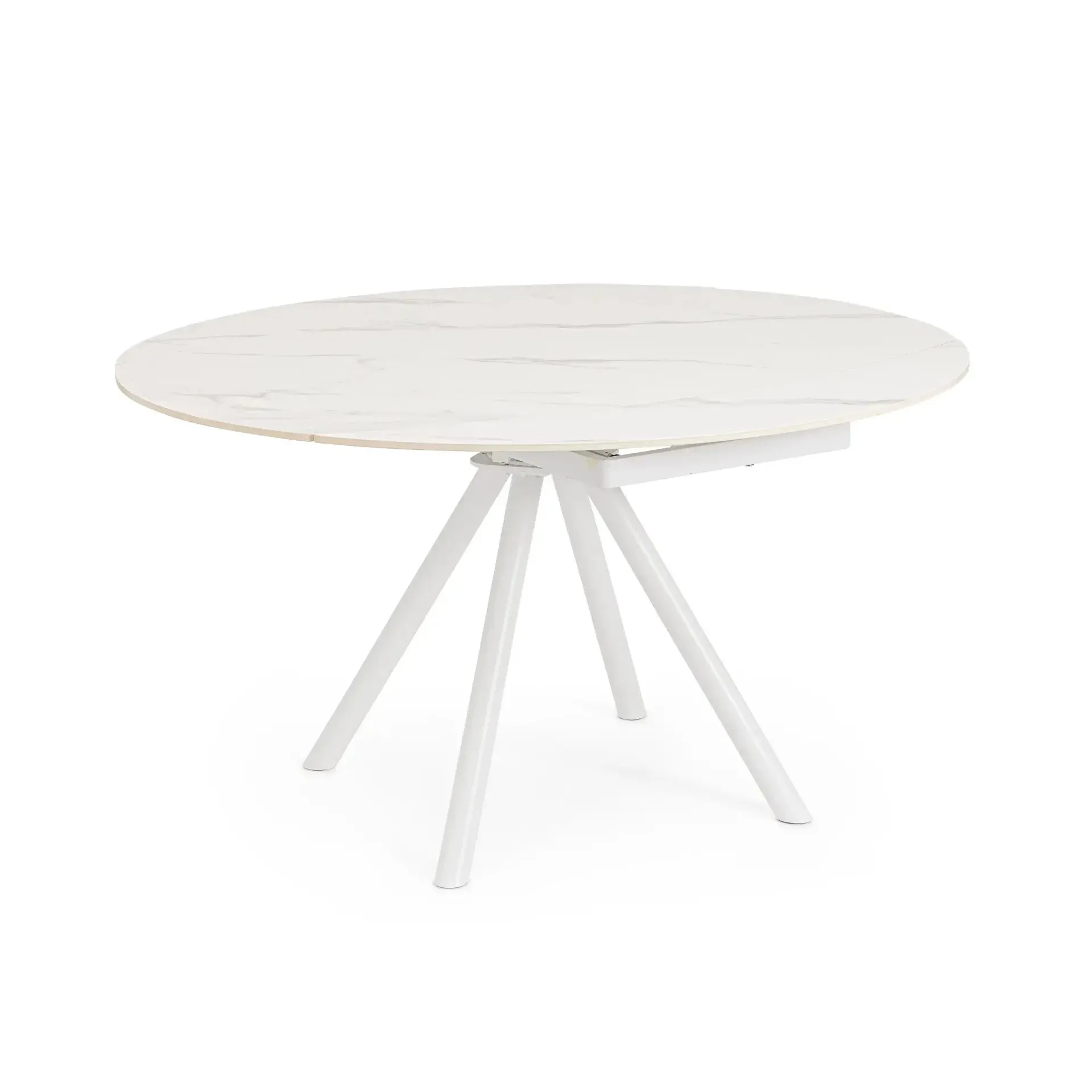 Bolzano Rotolo  Stół rozkładany Ø87-135 biały stal