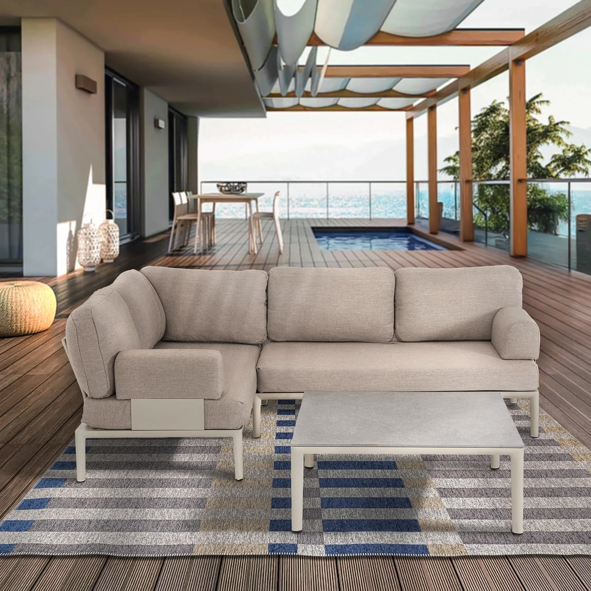 Bolzano GIACOMO III zestaw ogrodowy, beżowy, aluminium