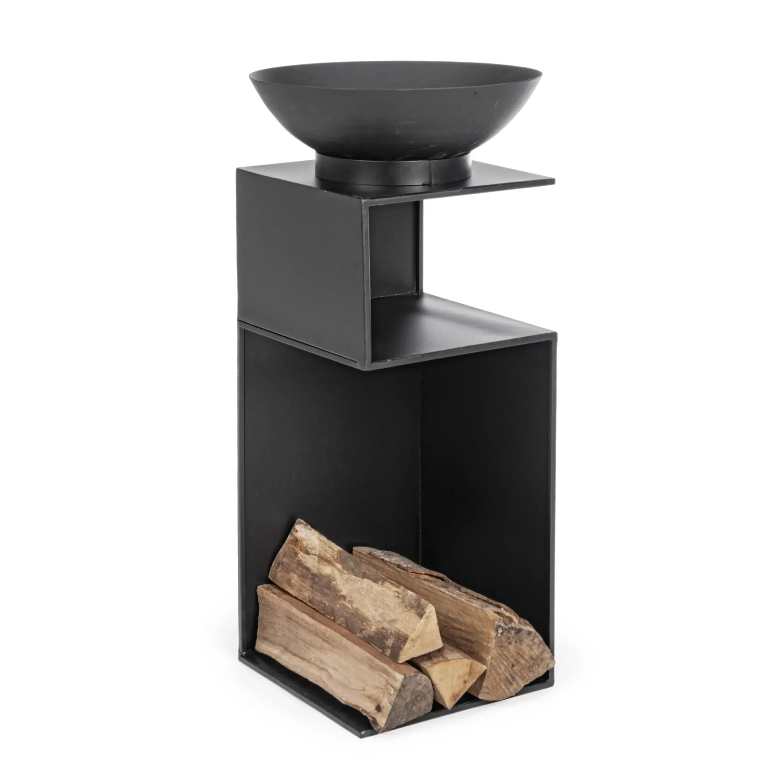Bolzano Elicon Palenisko na drewno 30x30 czarne stal