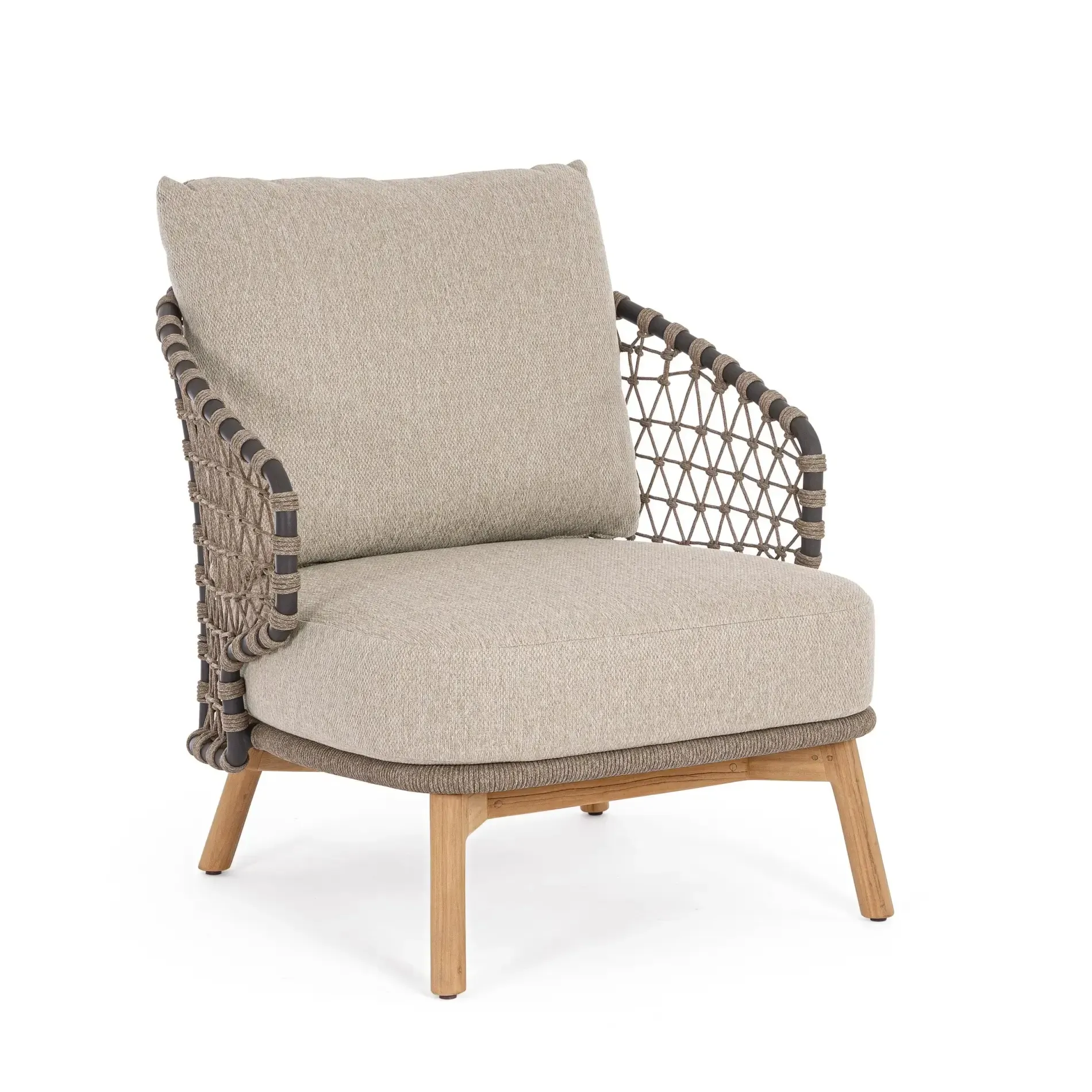 Bolzano Emilia Fotel ogrodowy 77,5x89,5 beżowy aluminium-teak