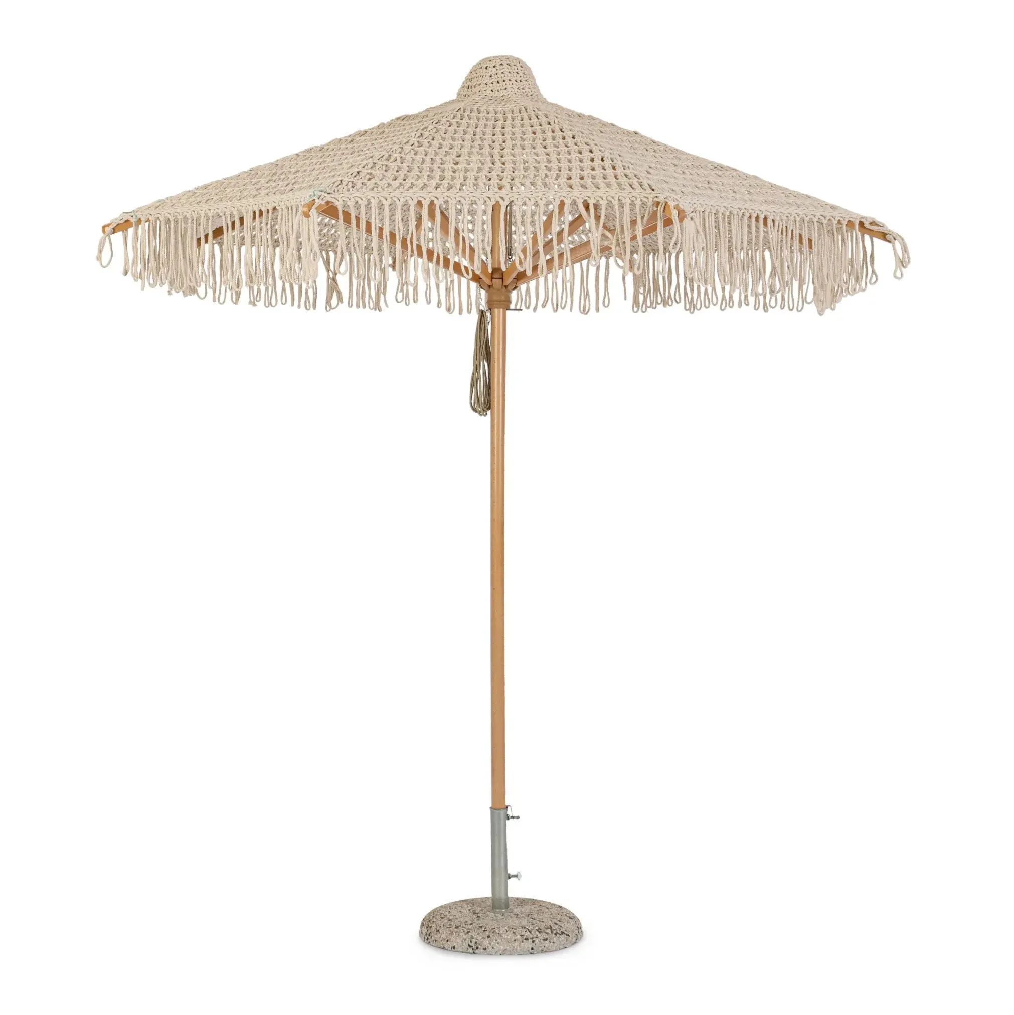 Bolzano Minor Parasol basenowy okrągły makrama Ø254 kremowy drewniany