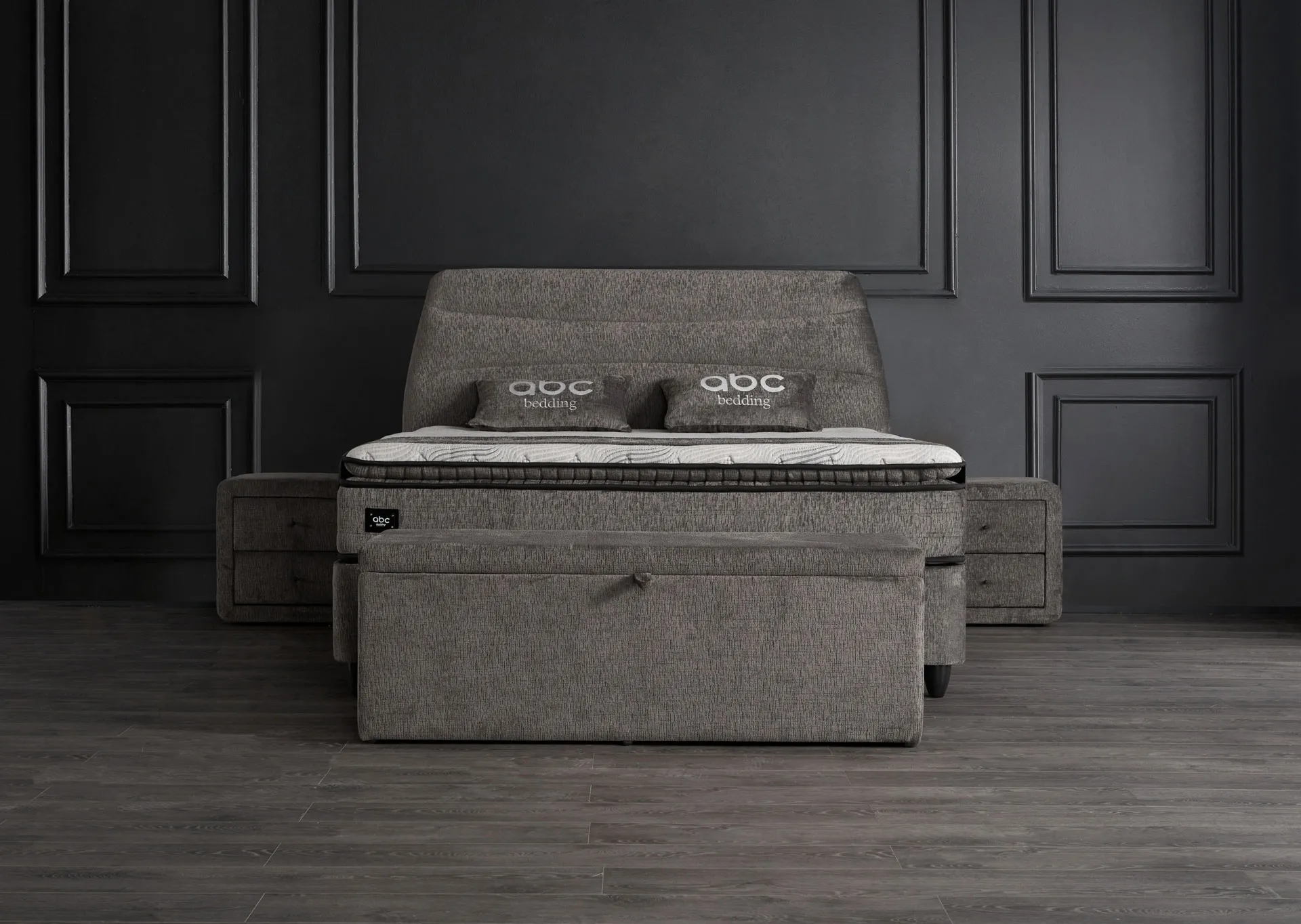 Łóżko kontynentalne Carlos Belluna tureckie szare z materacem - 180