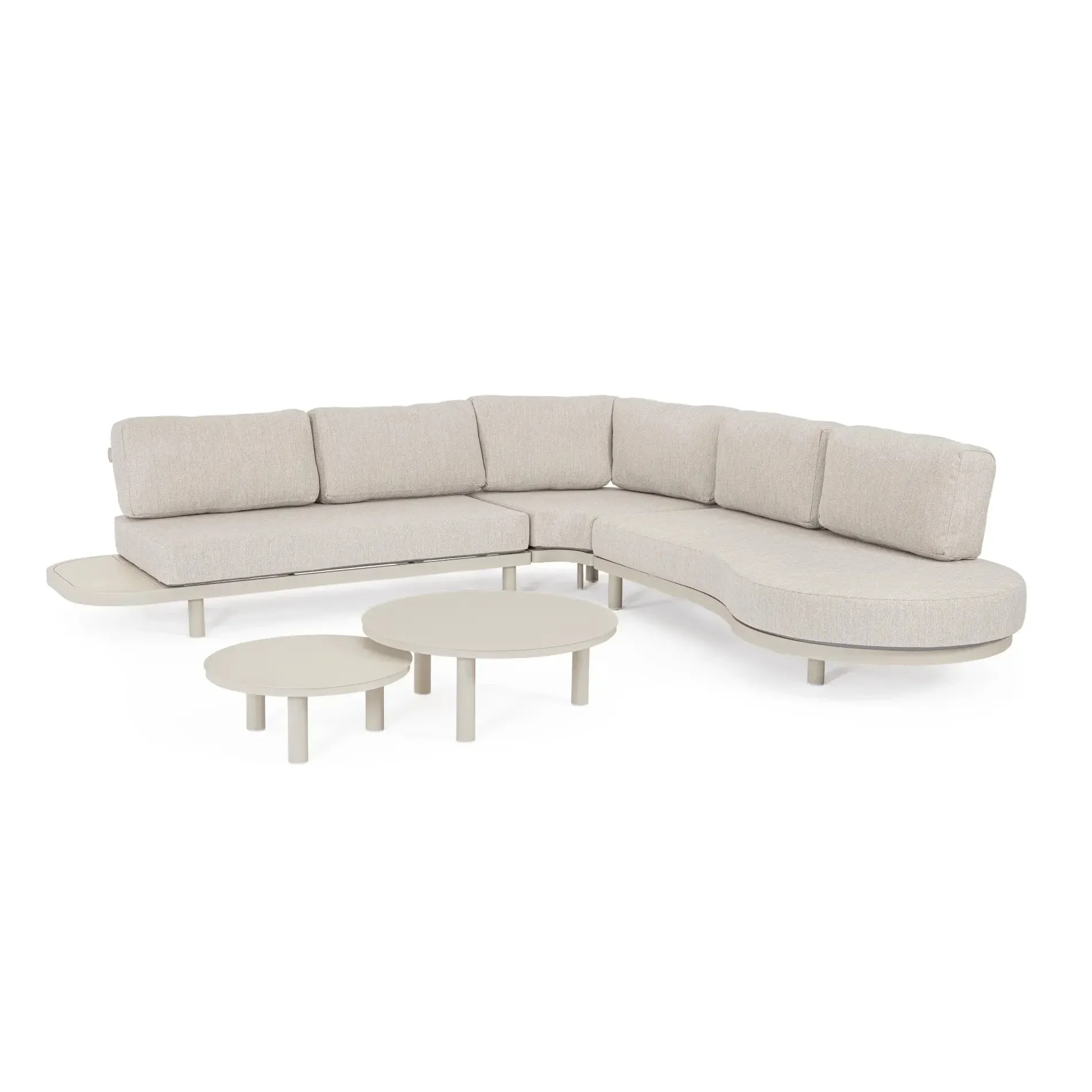 Bolzano Haverno Duży narożnik ogrodowy ze stolikami  beżowy aluminium