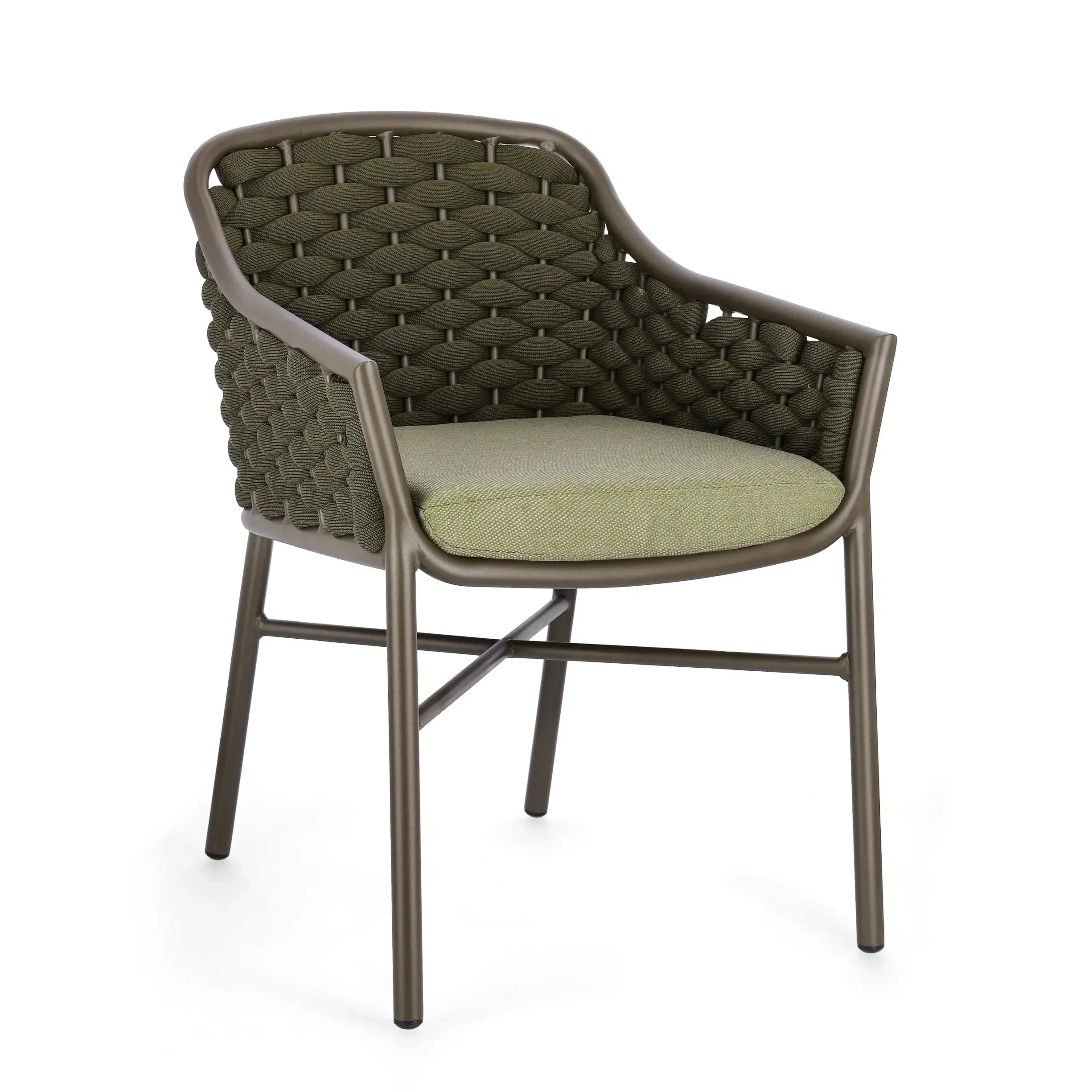 Bolzano Elio Krzesło ogrodowe brązowo-zielone aluminiowe