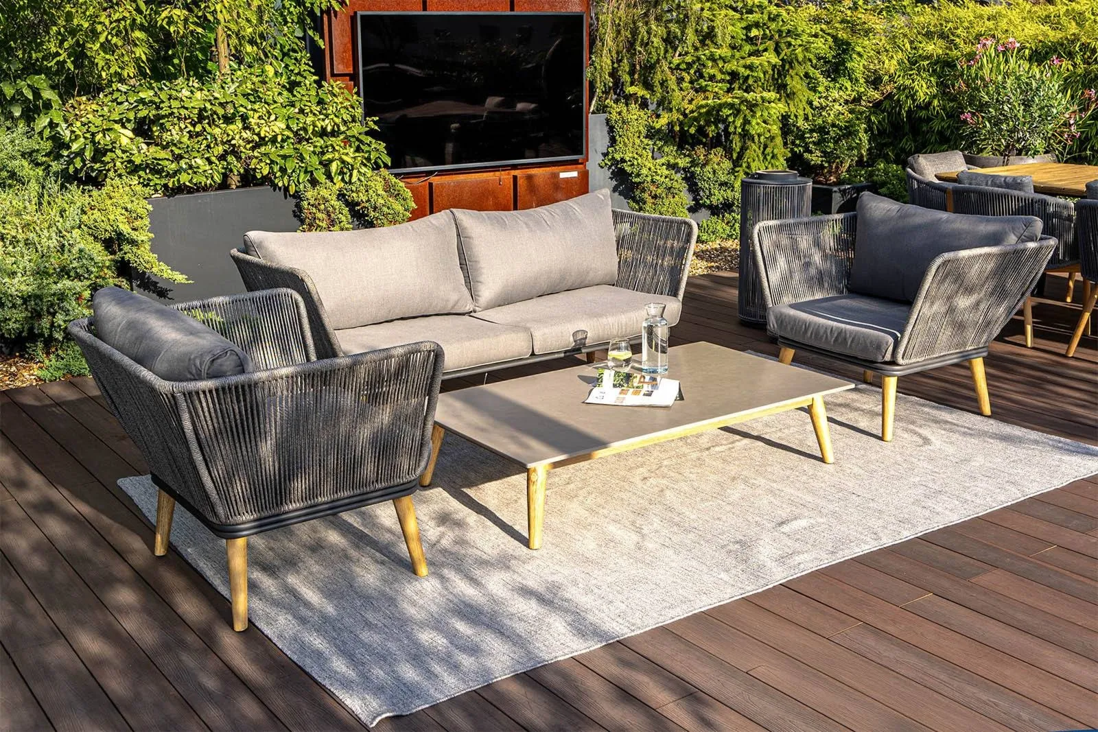 Stylowy zestaw mebli tarasowych CORFU IV 178,6x60 Zumm szary