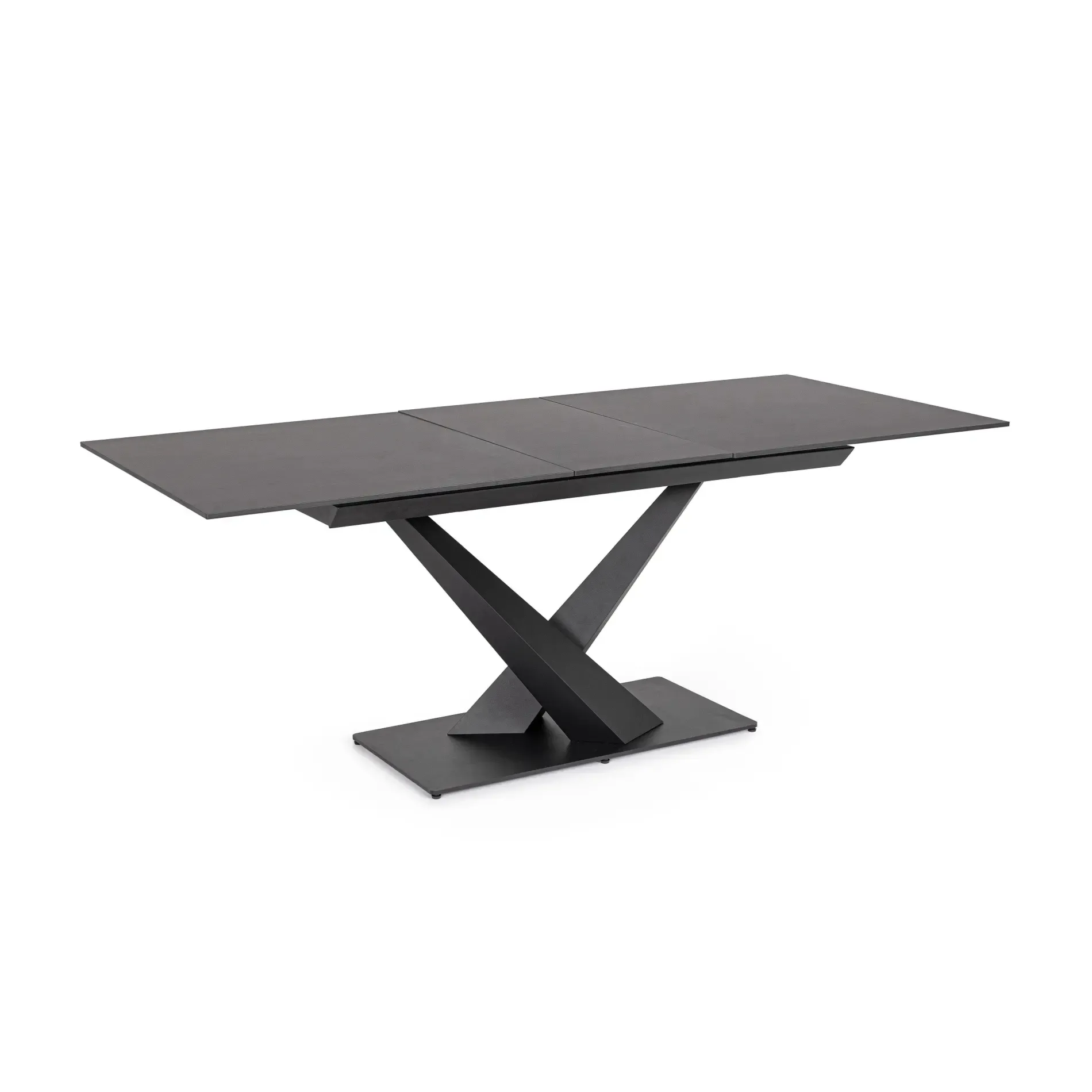 Bolzano Javier Stół rozkładany 160-200x90 czarny stalowo|kamiankowy